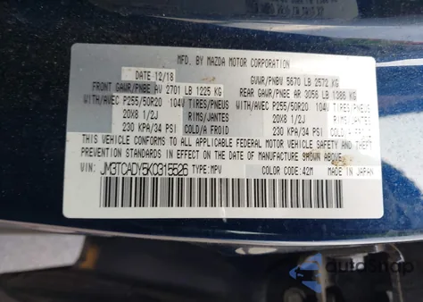 2019 Mazda Cx-9 Grand Touring from USA, damaged, VIN JM3TCADY5K0315526